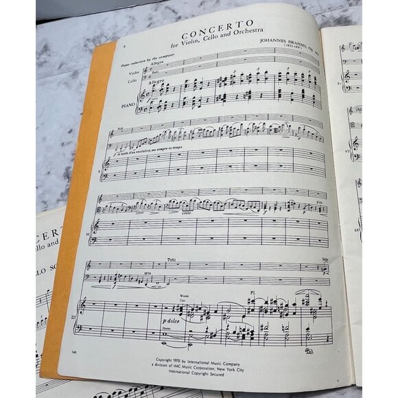 Brahms Concerto in A Minor Opus 102 Vintage Sheet Music Violin Cello Piano - Picture 3 of 10